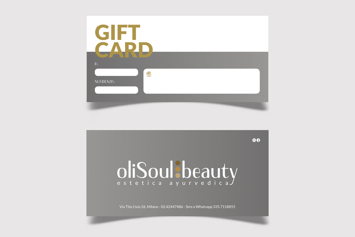 Realizzazione grafica e stampa Gift Card OliSoulBeauty